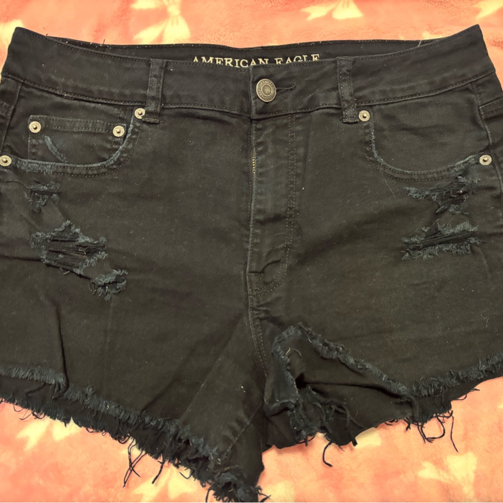 American Eagle Outfitters Black Distressed Jean Shorts